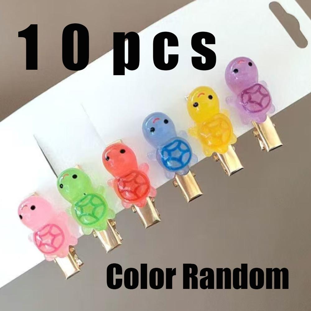 

10 шт. Ночник Черепаха Девочка Милая Заколка-зажим для волос, Заколка-невидимка, Боковой зажим, Зажим-клювик, Аксессуары для волос с ночным свечением