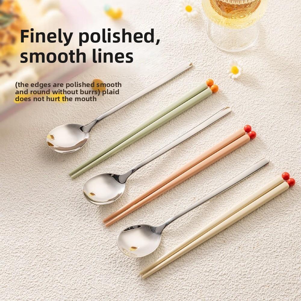 Dopamine Chopsticks Three-piece Set with Carrying Case Spoon Cutlery Set  Outdoor Dining
