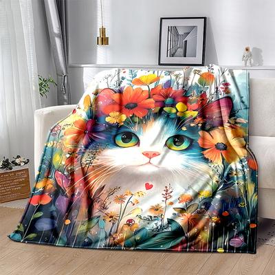 1pc Cat Artwork Ideas Design Home Decor Blanket Gift for Room Bedroom,Living Room, Travel, Camping, Car Blankets