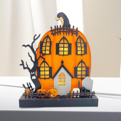 Halloween Led Pumpkin Ornament Decoration Handmade Sculpture for Centerpiece Coffee Table