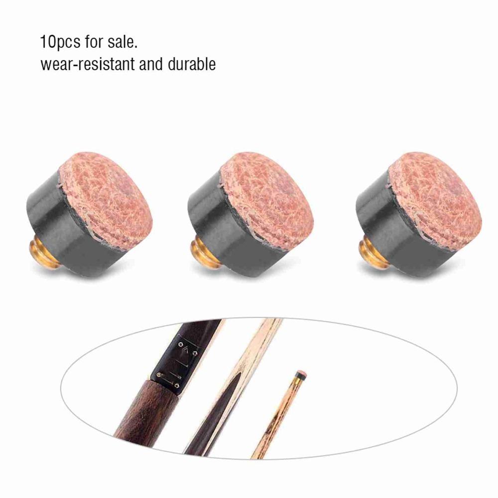 10pcs Leather Pool Cue Tips Screw-in Ferrules Screw-on Tips Replacement Tips  Pool Cue Repair
