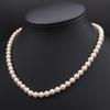 Used V342 Genuine Pearl 6.7mm Pearl SILVER Engraved Necklace Design Silver June Birthstone