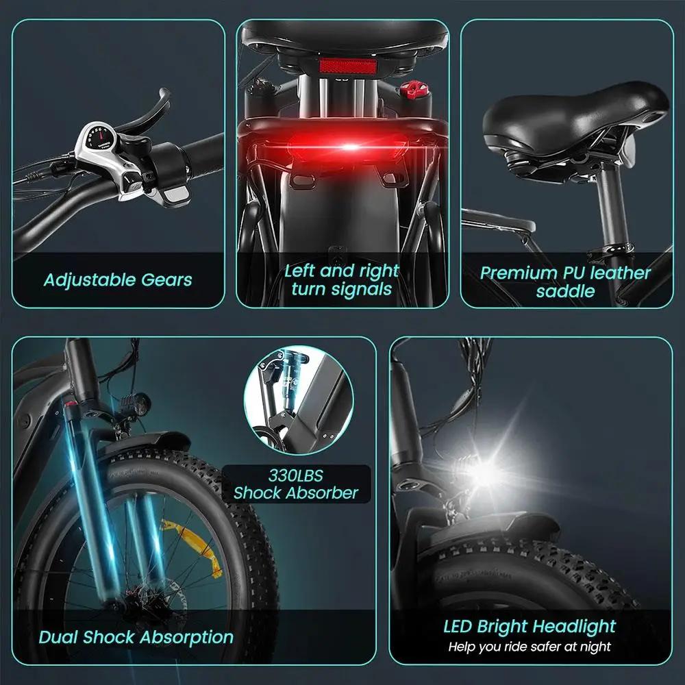 AILIFE X26B Electric Bike, 1000W Powerful Motor 48V13Ah Battery 26*4.0" Fat Tires Ebike 30mph Max Speed 62miles Range Disc Bra