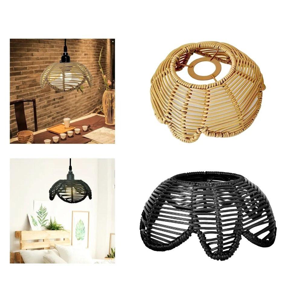 

Hanging Rattan Lamp Shade Minimalist Ceiling Pendant Light Cover Coffee Shop