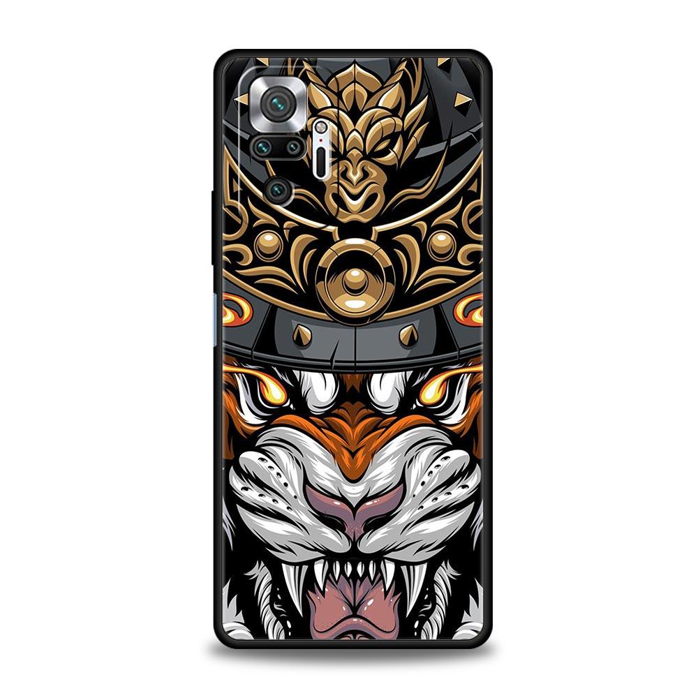 Japan Samurai Oni Mask Phone Case For Xiaomi Redmi Note 14 13 5G 10 11 12 Pro Plus 4G 14C 13C 12C 10C Black Cover