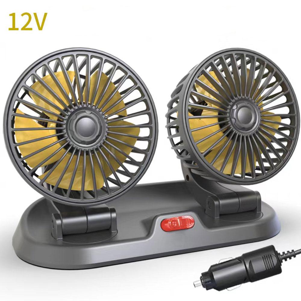 Car Fan 360° Adjustable 3 Head Air Fan Automotive Electric Fan USB/12V/24V Fan 2 Speeds Car Silent Fan For Home Desk Office&Car