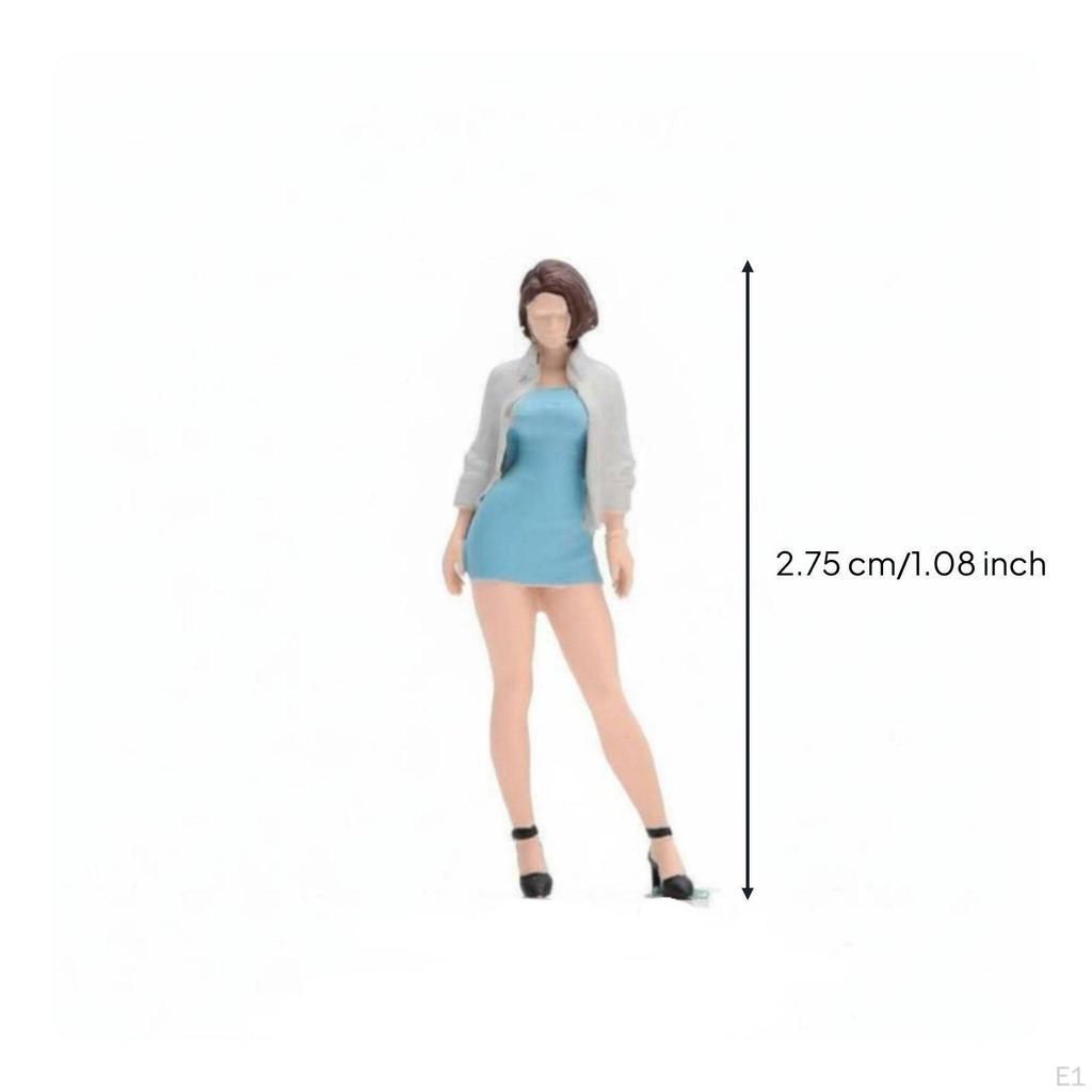 Blue Dress Mini Figure Realistic Intricate 1/64 Scale Female Figurine