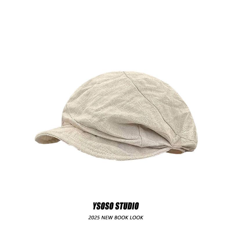 Elegant Round Top Beret Cap With Wide Brim For Women Breathable Sunshade And Windproof