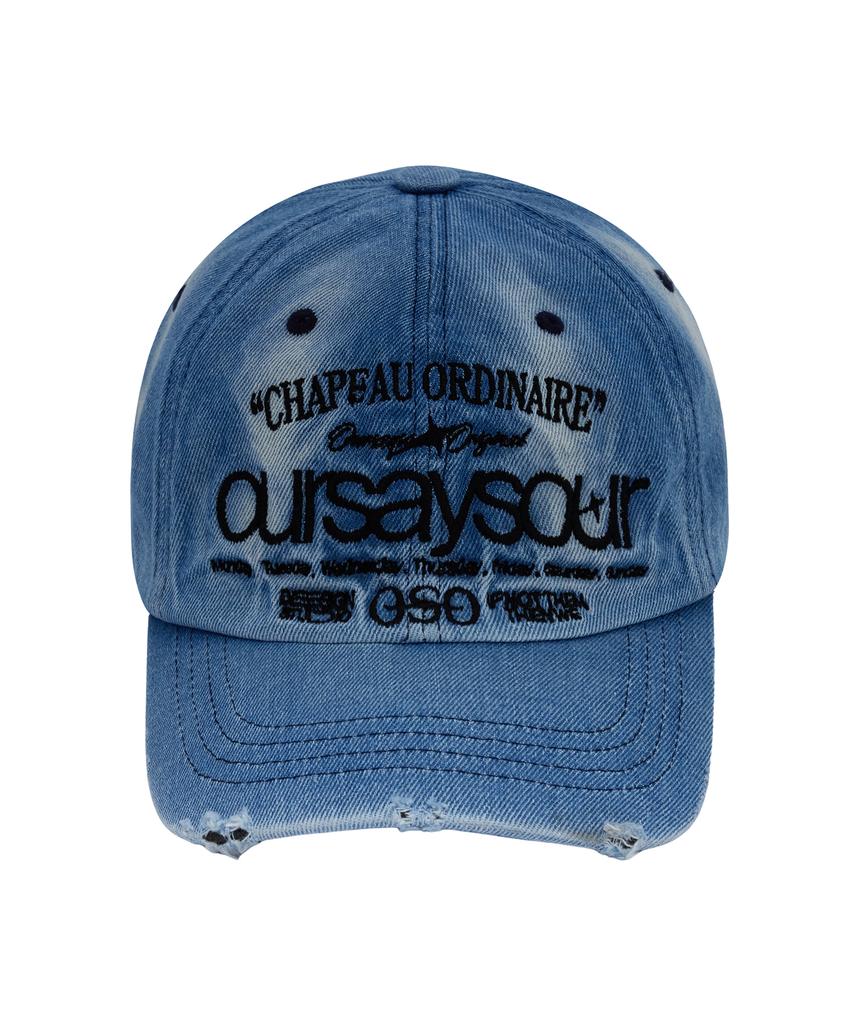 Awoseiawo Lettering Logo Denim Ball Cap Washed Blue