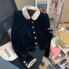 Elegant Age-Reducing French Velvet Doll Collar Shirt for Women