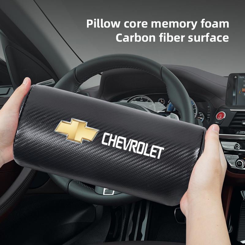 Car Seat Headrest Neck Pillow Carbon Fiber Tire Valve For Chevrolet Spark Captiva Cruze Malibu Equinox Trax