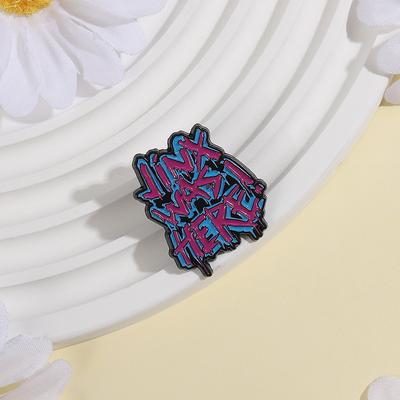 Jinx Was Here! Enamel Pins Custom Halloween Horror Text Brooches Lapel Badges Clothes Punk Gothic Jewelry Gift for Friends