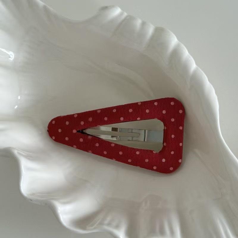 Korean Style Polka Dot Plaid Hair Snap Clip - Versatile Triangle BB Clip & Side Clip Accessories for Women