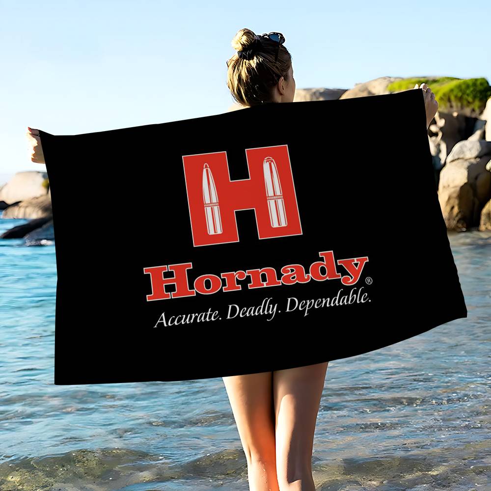 H-Hornady Logo Fashion Beach Towel Colorful Bath Towels For Girl Microfiber Quick Dry Custom Sand Free Beach Yoga Spa Gym Pool