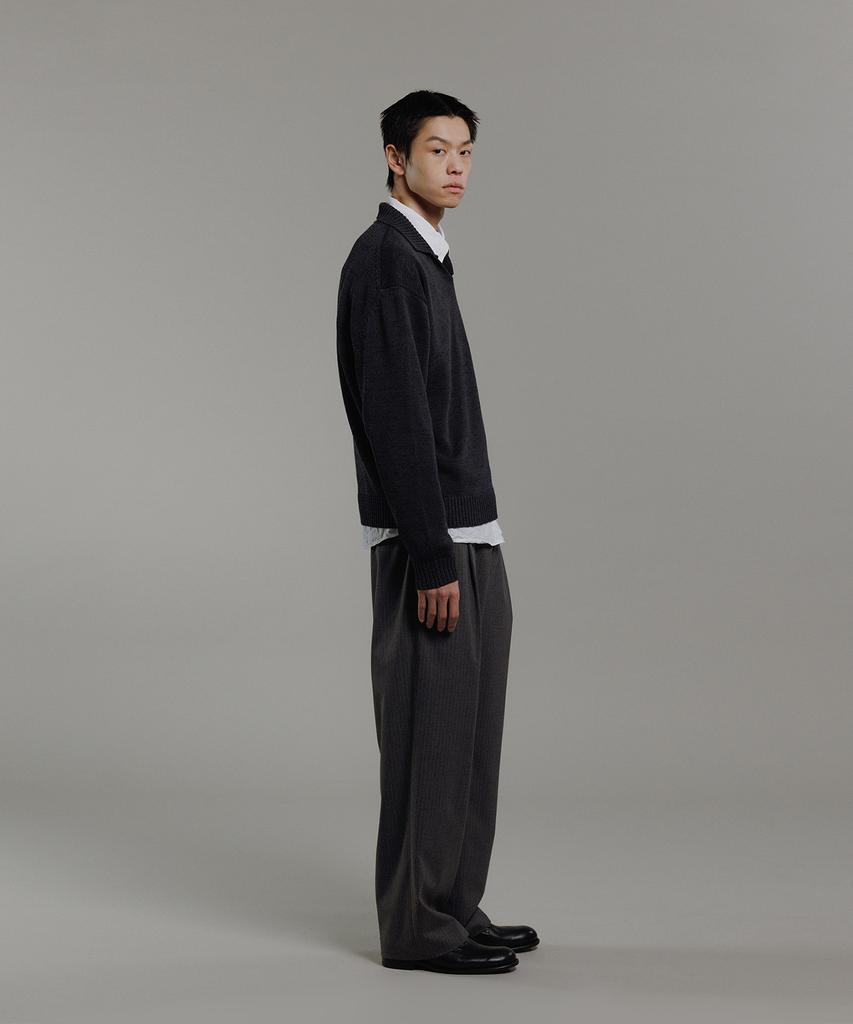 BLANKROOM V-Collar Knit_Natural Khaki