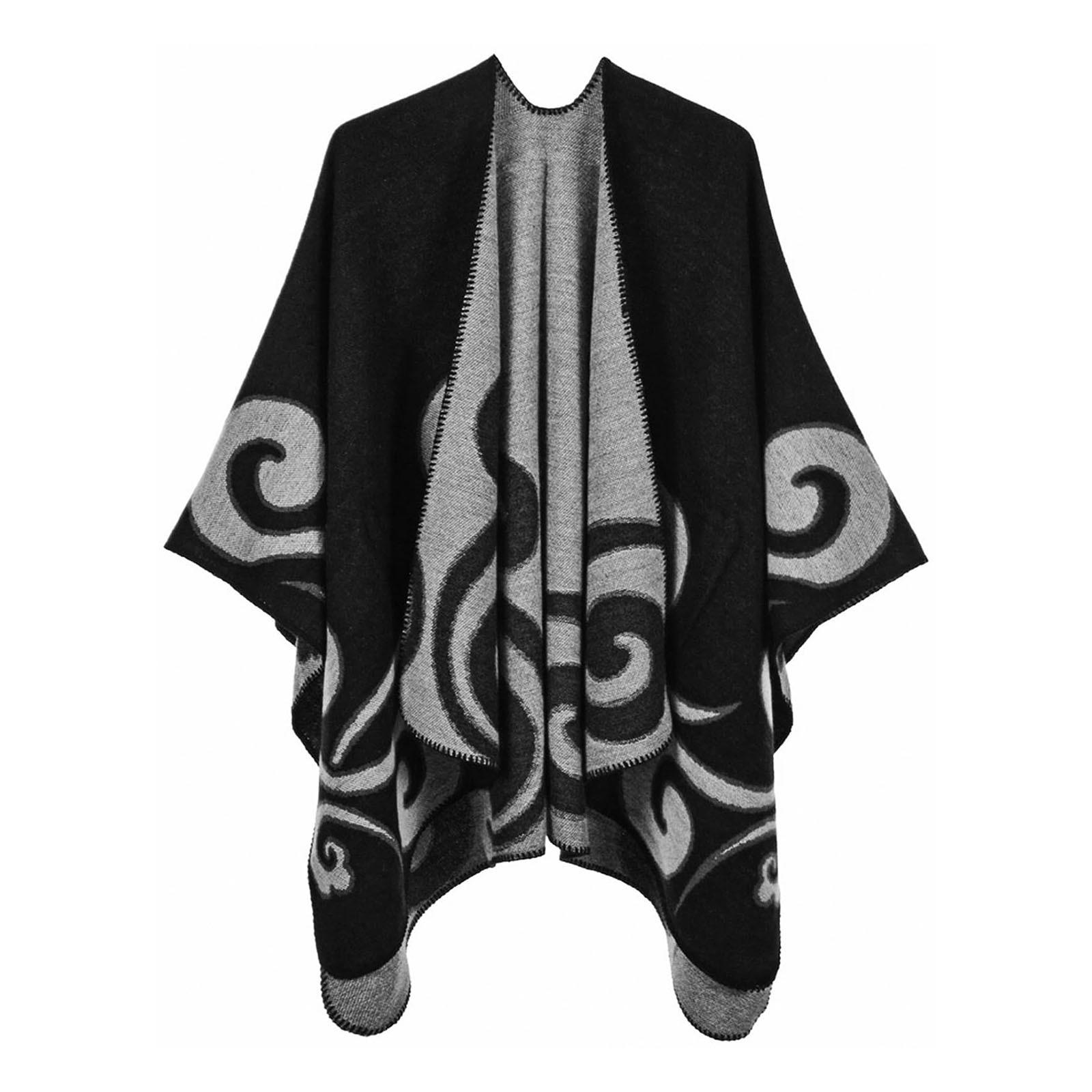 

Женское зимнее теплое одеяло с принтом большого размера, накидка, шаль, кардиганы One Size чёрный