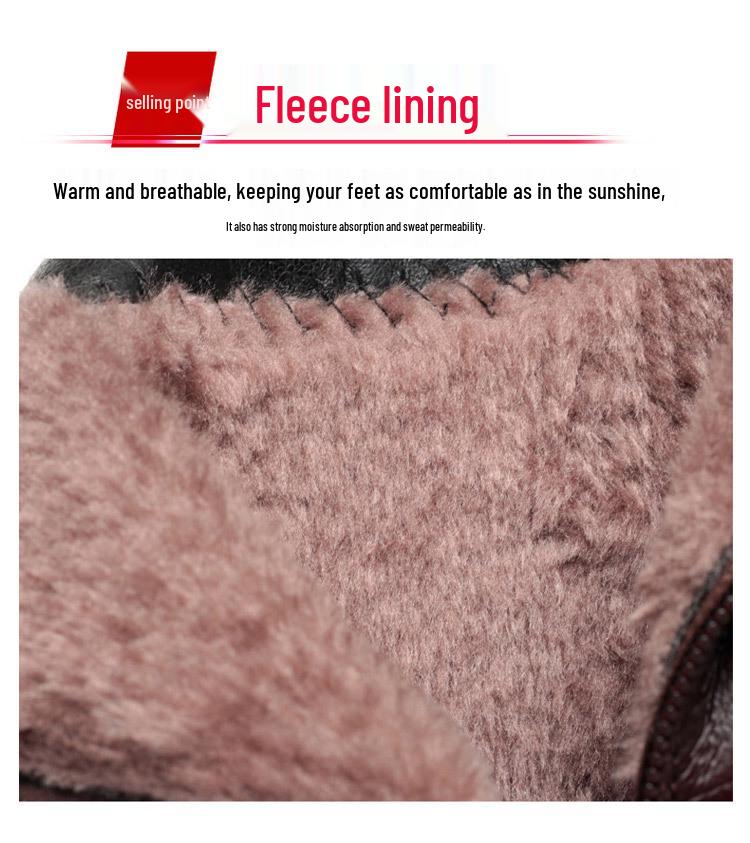 Autumn/Winter 2023 Chunky Heel Ankle Boots - Warm Fleece-Lined Leather Shoes for Middle-Aged Women