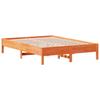 Solid Wood Bed Without Mattress Wax Brown 150x200 cm Pine Wood