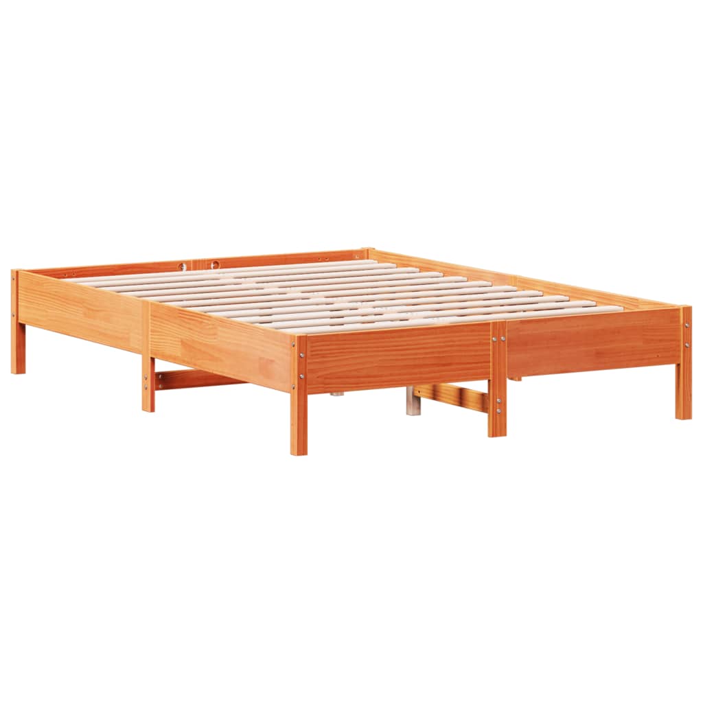 Solid Wood Bed Without Mattress Wax Brown 150x200 cm Pine Wood