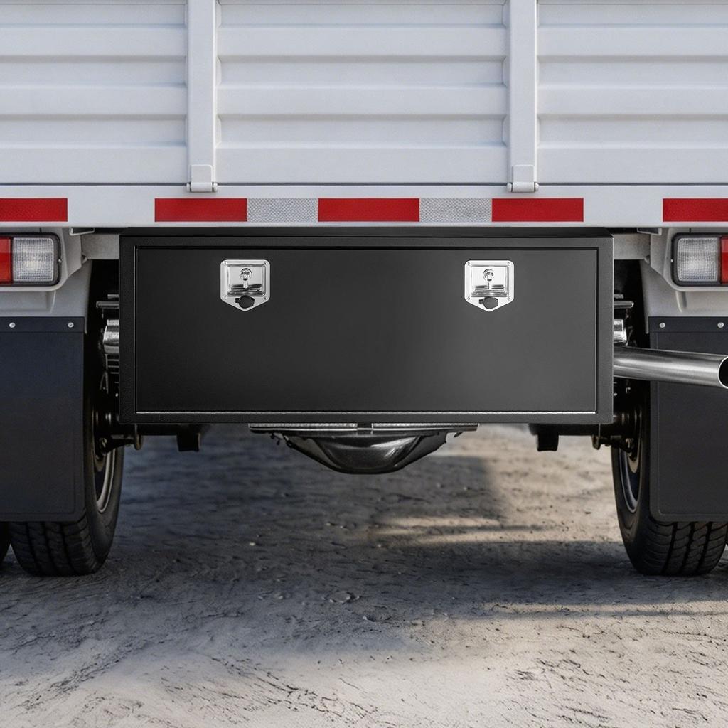 Underbody Truck Tool Box, 1219 x 457 x 457 mm Heavy Duty Steel Trailer Storage Box with Lock & Keys, Waterproof Trailer Storage Organizer Under Body
