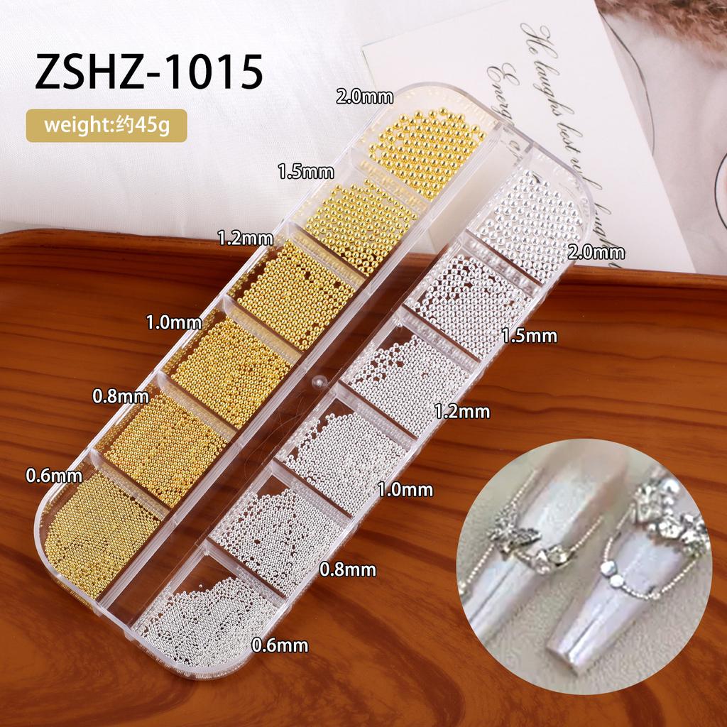 Nail Art Mini Small Steel Ball 12 Grid Does Not Fade Size Metal Round Beads Mixed Nail Jewelry Set