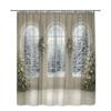 Winter Wonderland Shower Curtain Snowy Forest View Through Classical Arched Windows Elegant Home Decor Waterproof Elevate Space