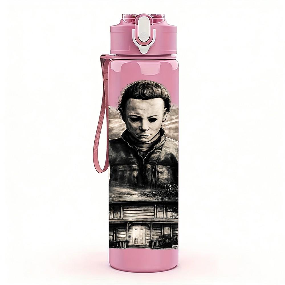 1PC Vintage Old Gentleman Portrait Art 750ml Color Plastic Sports Water Bottle Leakproof Flip Straw Lid Suitable for Sports Office Home Use
