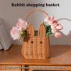 Rabbit Shape Imitation Rattan Hand-Woven Hand Basket Wedding Gift Pography Props Storage Basket Rabbit Fruit Basket