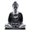 Meditating Buddha Statue Black and Grey Resin Medium