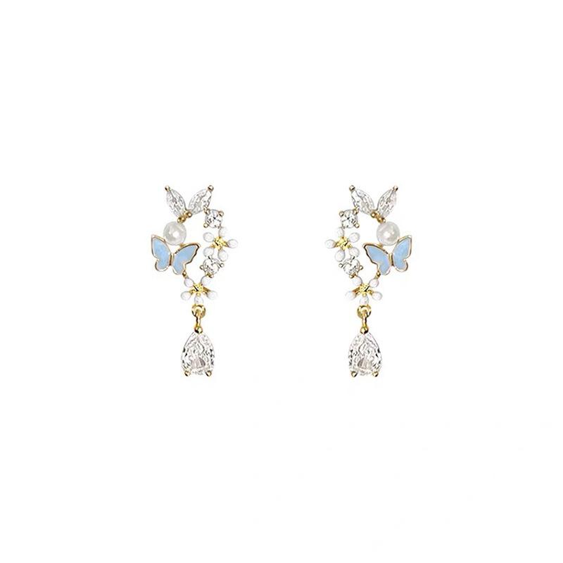 French Small Fresh Ear Clips, No Ear Piercings, Butterfly Flower Earrings, Versatile Earrings, Niche Design, High-end Earrings.