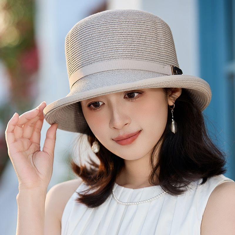 

Соломенная шляпа, новый солнцезащитный козырек, летняя модная шляпа-цилиндр, дорожная солнцезащитная шляпа, шляпа от солнца для отдыха на природе, женская шляпа от солнца ONE SIZE