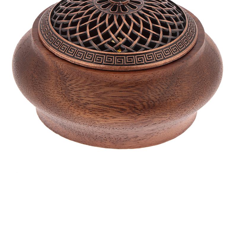 1Pc Walnut Retro Solid Wood Round Incense Burner High-End Atmospheric Home Indoor Incense Burner Chinese Creative Ornaments