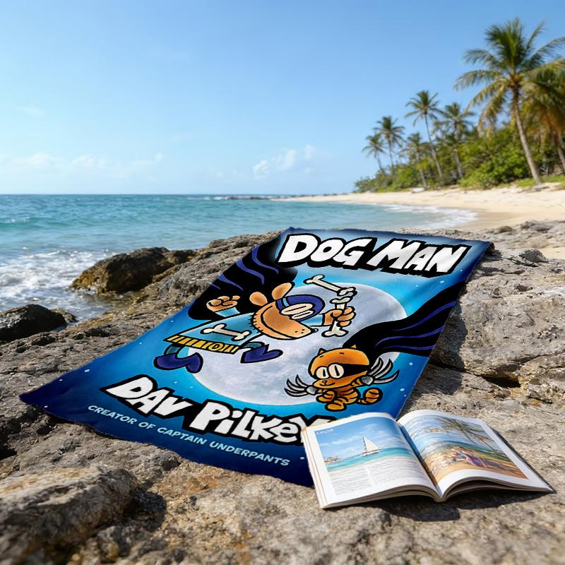 1pc DogMan1 Beach Towel, Beach and Seaside Swimming Pool Equipment, Fashion Pattern, Rectangular, Travel Essentials