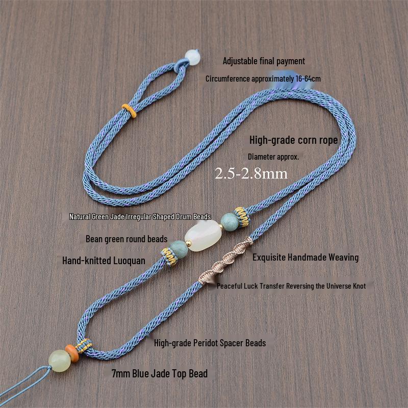 Hand-Woven Peace & Luck Qiankun Knot Jade Pendant Necklace