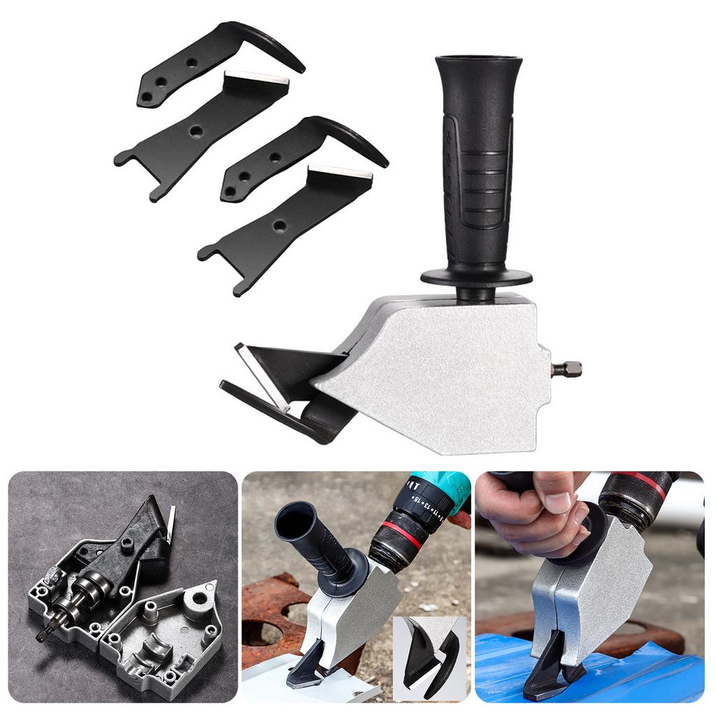 Easy to Install Electric Drill Attachment Metal Shear with Replaceable Blades for Cutting Iron Aluminum and Copper