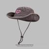Japanese Retro Washed Cowboy Bucket Hats for Women Spring Summer Outdoor Camping Sun Protection Sweet Pink Love Fisherman Caps