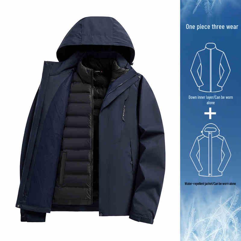 Women's Camel HJCAMEL 3-in-1 Windproof Down Jacket - Thick Winter Mountaineering Suit & Windbreaker Coat