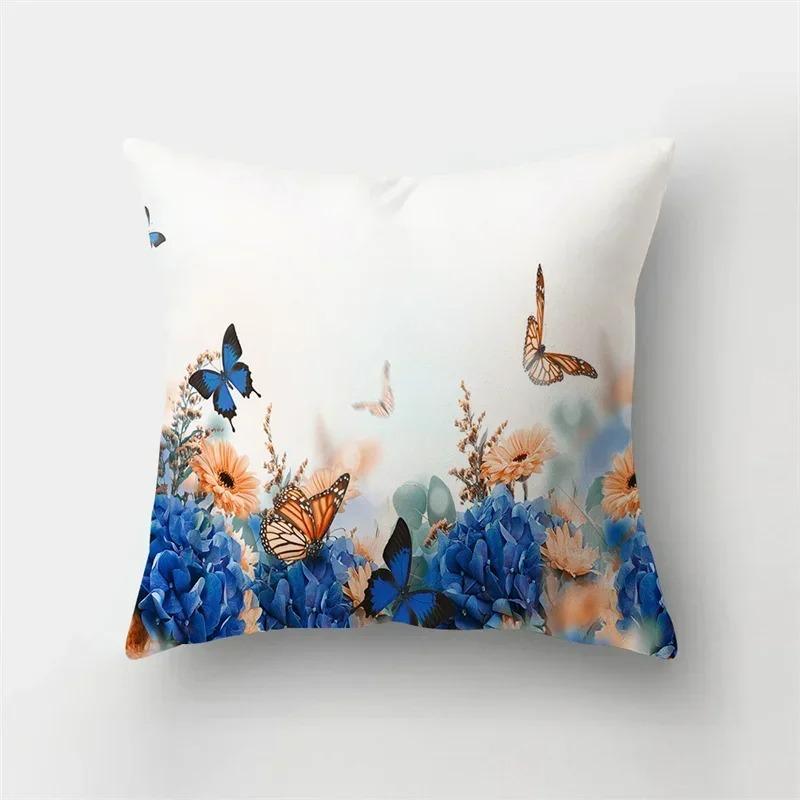 Charm Butterfly Pillowcase Sofa Car Lumbar Pillowcase Home Decoration Flower Landscape Cushion Cover