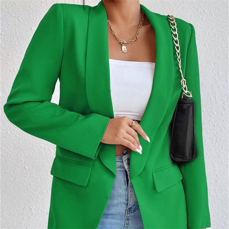 

Women s casual fashion loose solid color temperament commuter lapel jacket suit spring and autumn outer jacket XXXL