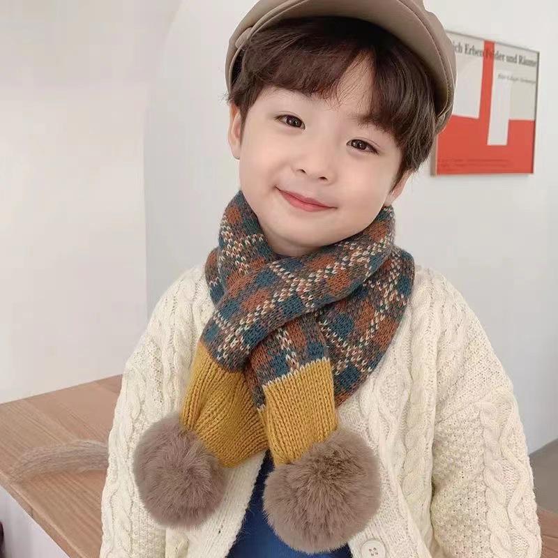 

Уютный вязаный шарф в клетку для детей - теплый, ветрозащитный и милый шейный платок для мальчиков и девочек 1-12 Years