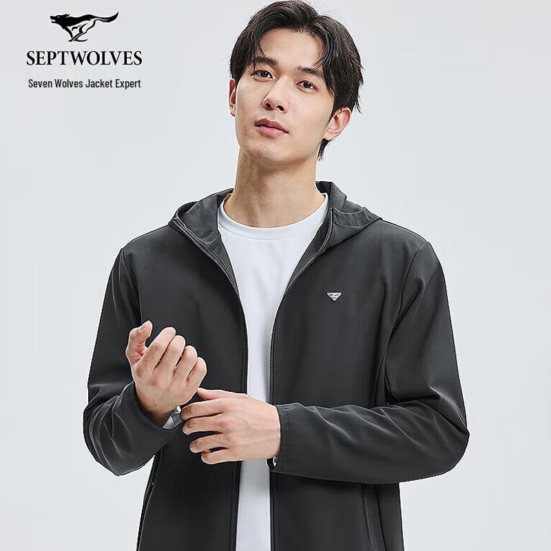 SEPTWOLVES Men's Hooded Windproof Fleece Jacket