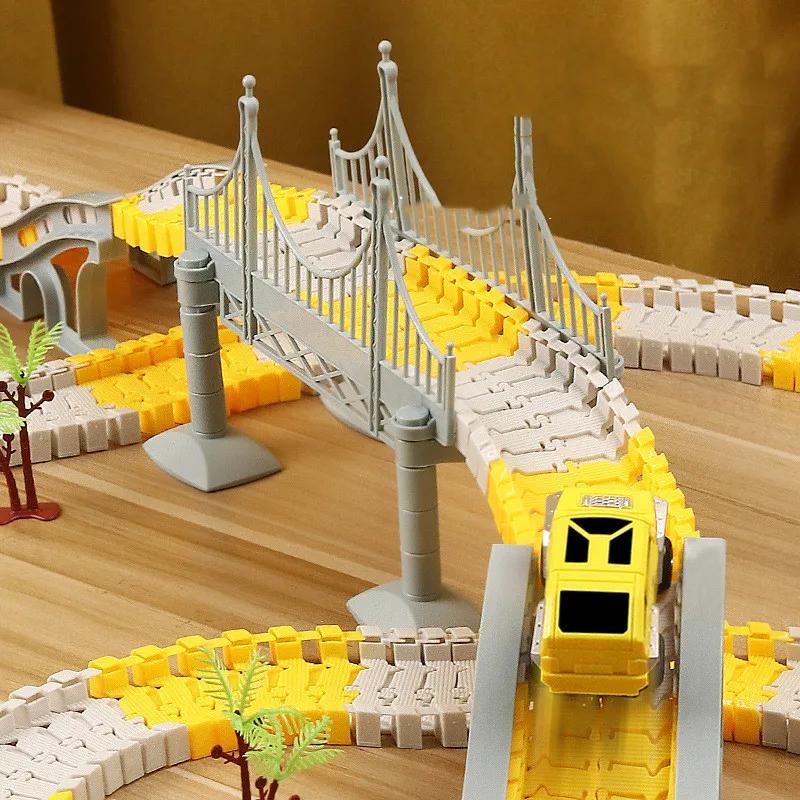 DIY Rail Track Sets Car Race Magic Brain Game Flexible Curved Creates Vehicles Toys Play Game Train Railroad for Child's Gifts