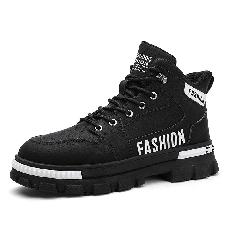 Men's Boots Four Seasons New Soft-sole Anti-slip Comfort Casual Boots Fashion Youth Joker Sports Work Boots High-top Safety Shoe