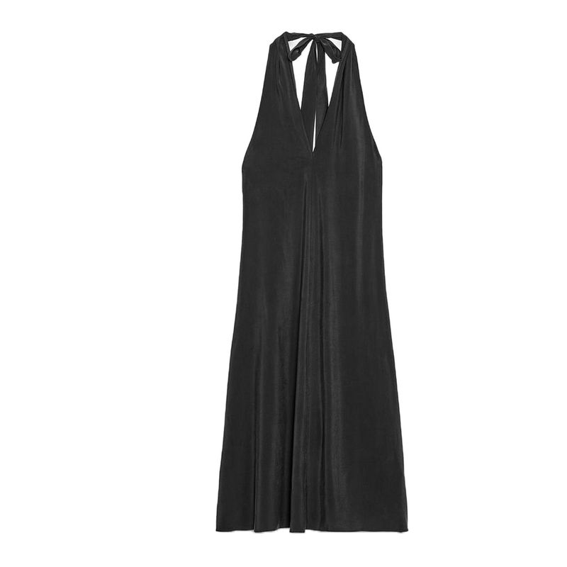 Summer New Product Women's Clothes French Style Design Bowknot Decoration Hanging Collar Midi Skirt Long Dress 8039116