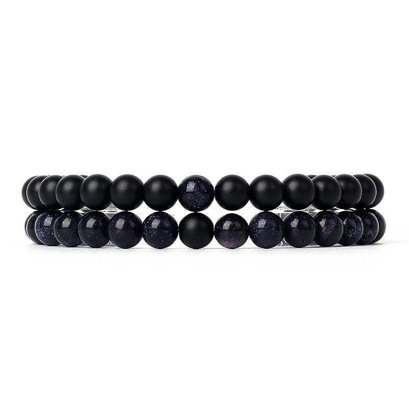 2pcs/Set Couples Distance Bracelets Tiger Eye Natural Chakra Lava Stone Beaded Yoga Bracelets for Men Women Elastic Rope Jewelry