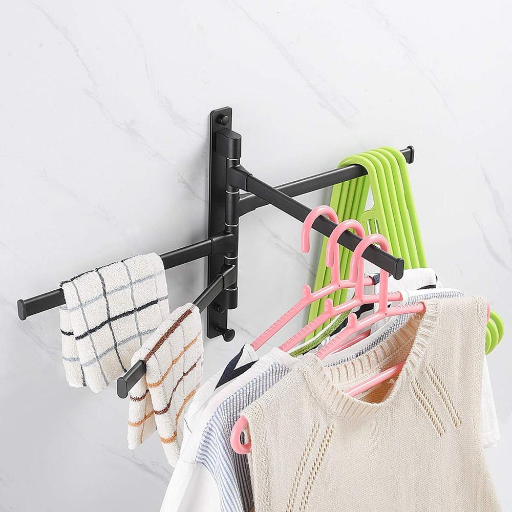 Thicken Design Swivel Towel Rack Black Swing Arm Towel Rack Practical Towel Holder Space Saving