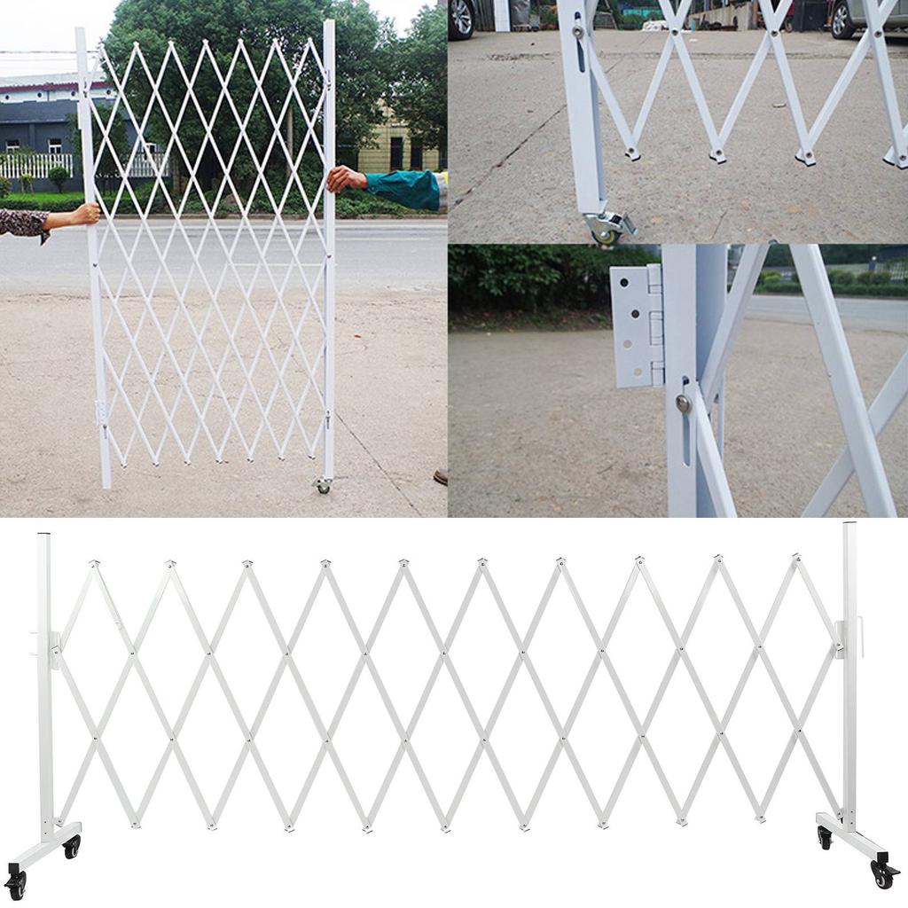 Metal Expandable Barricade Gate Folding Mobile Safety Barrier Driveway Security Flexible Retractable Fence 130in