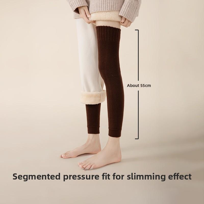Over-knee Long Stockings - Children's Autumn/winter Padded Thick Warm Knee Guards for Legs, Stretchy Pure Color Simple Pressure Stockings
