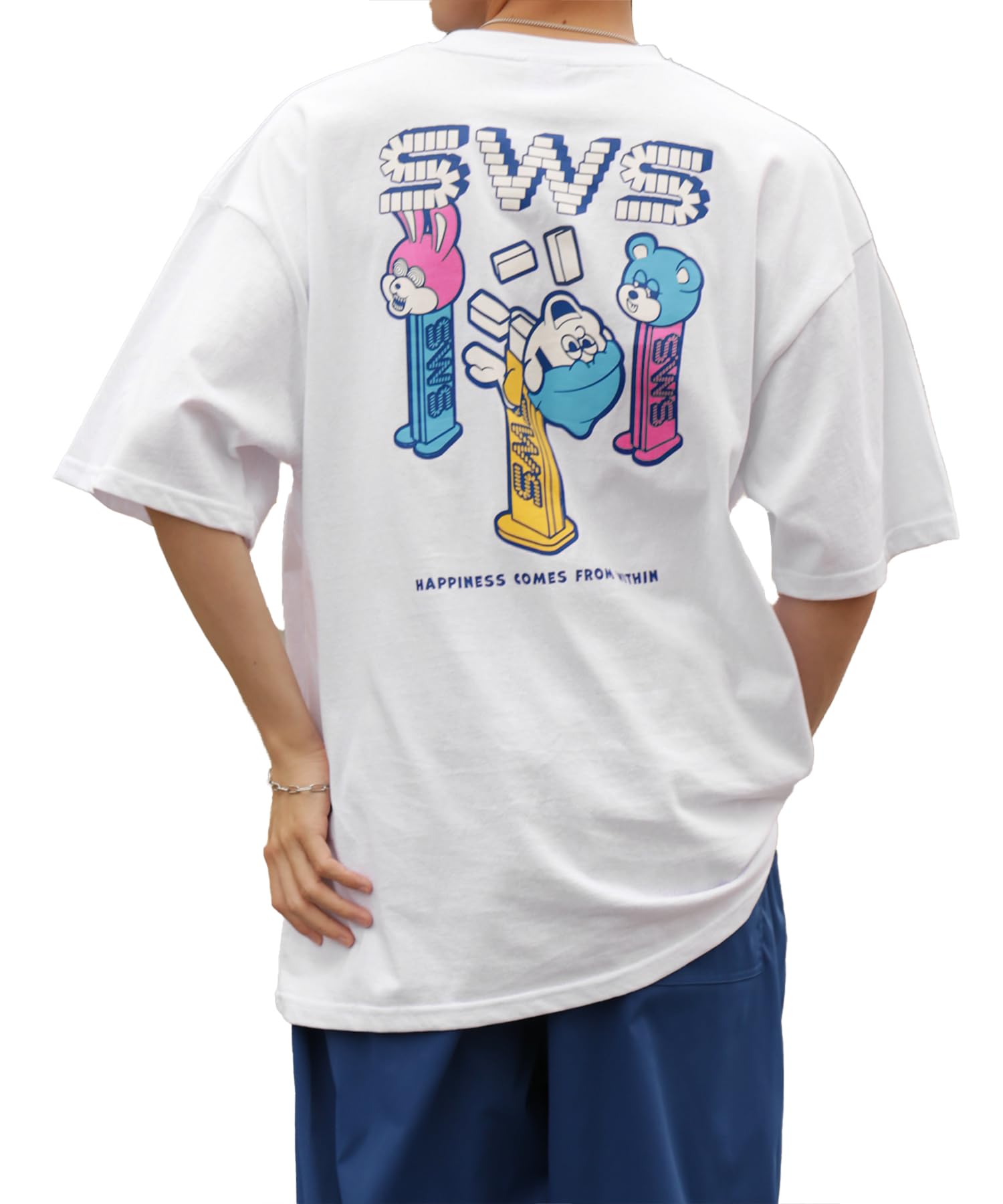 

IMPROMES Casual SIDEWAYSTANCE Candy Toy Short Sleeve T-Shirt, Men s, White