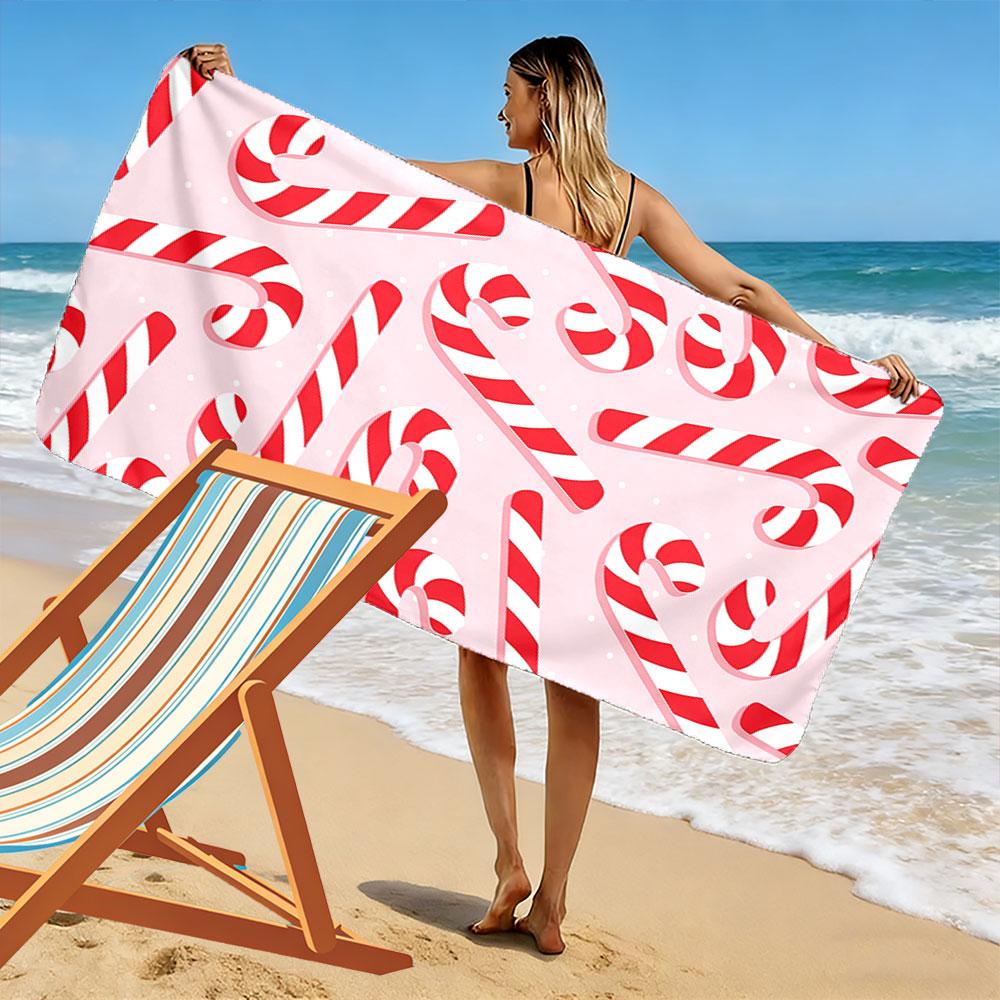 Candy Cane Pattern Beach Towel A must-have beach towel for beach travel